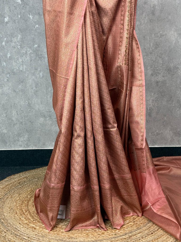 SEMI CHANDERI BROCADE BANARASI SAREE - Image 3