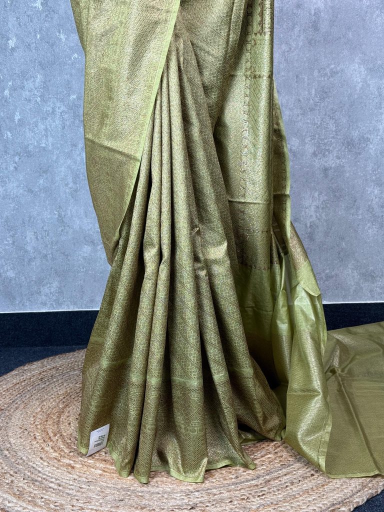 SEMI CHANDERI BROCADE BANARASI SAREE - Image 3