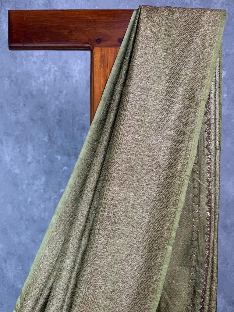 SEMI CHANDERI BROCADE BANARASI SAREE - Image 2