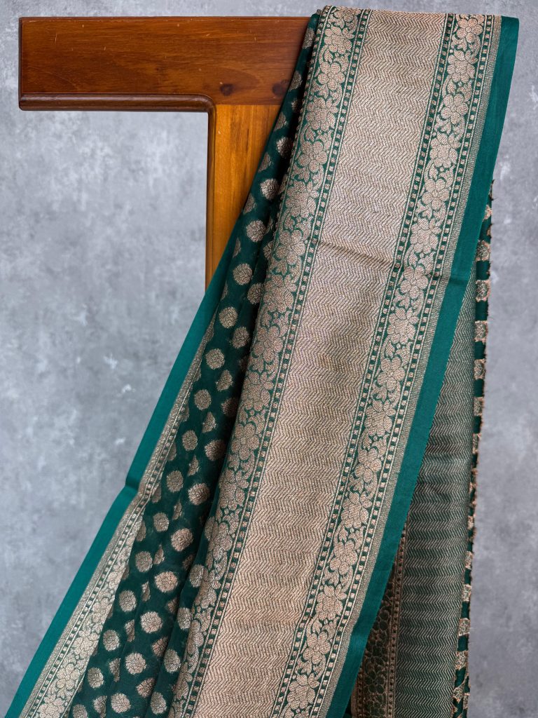 KORA WATER ZARI BHUTA BANARASI SAREE - Image 2