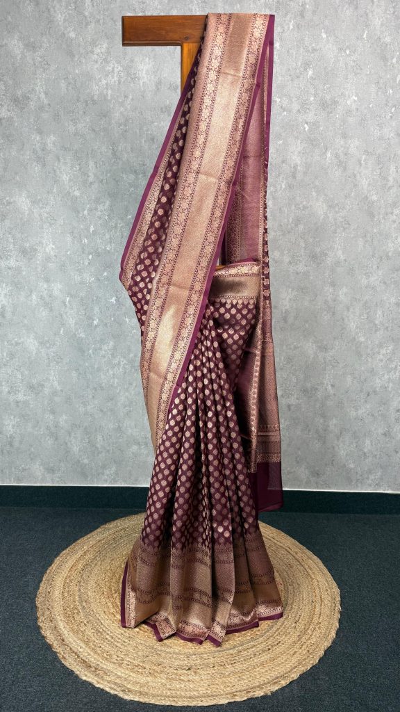 KORA WATER ZARI BHUTA BANARASI SAREE