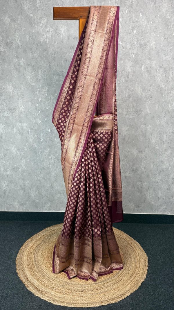 KORA WATER ZARI BHUTA BANARASI SAREE
