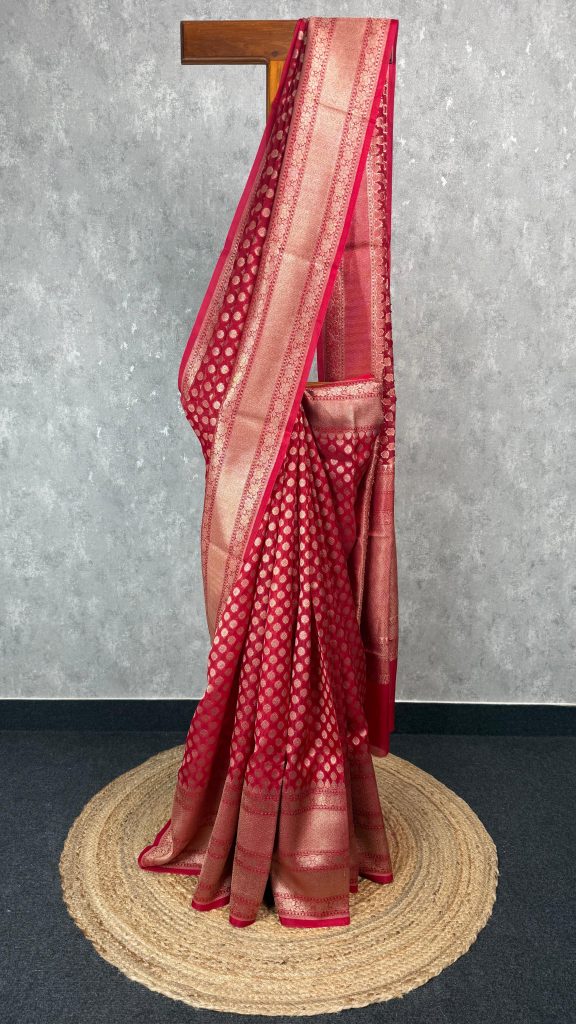 KORA WATER ZARI BHUTA BANARASI SAREE