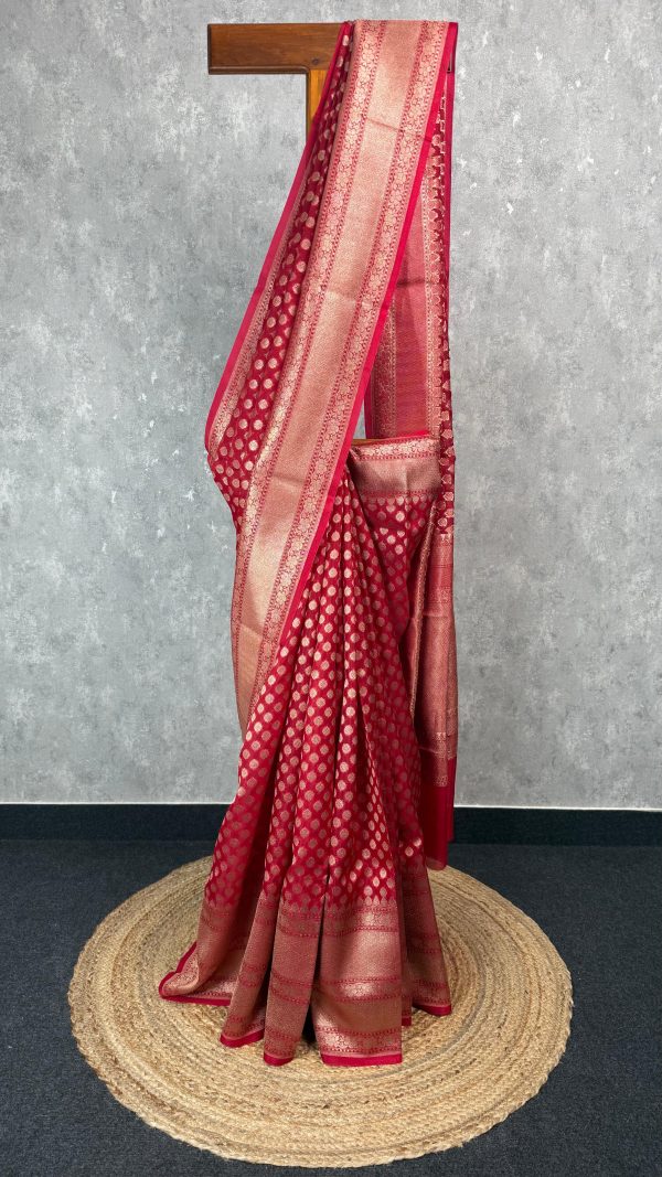 KORA WATER ZARI BHUTA BANARASI SAREE