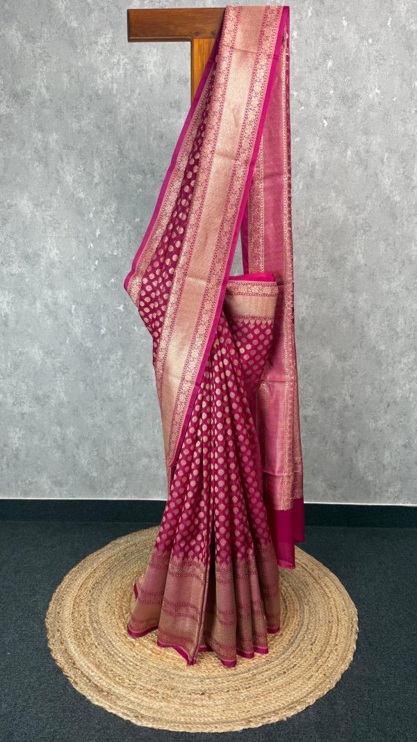 KORA WATER ZARI BHUTA BANARASI SAREE