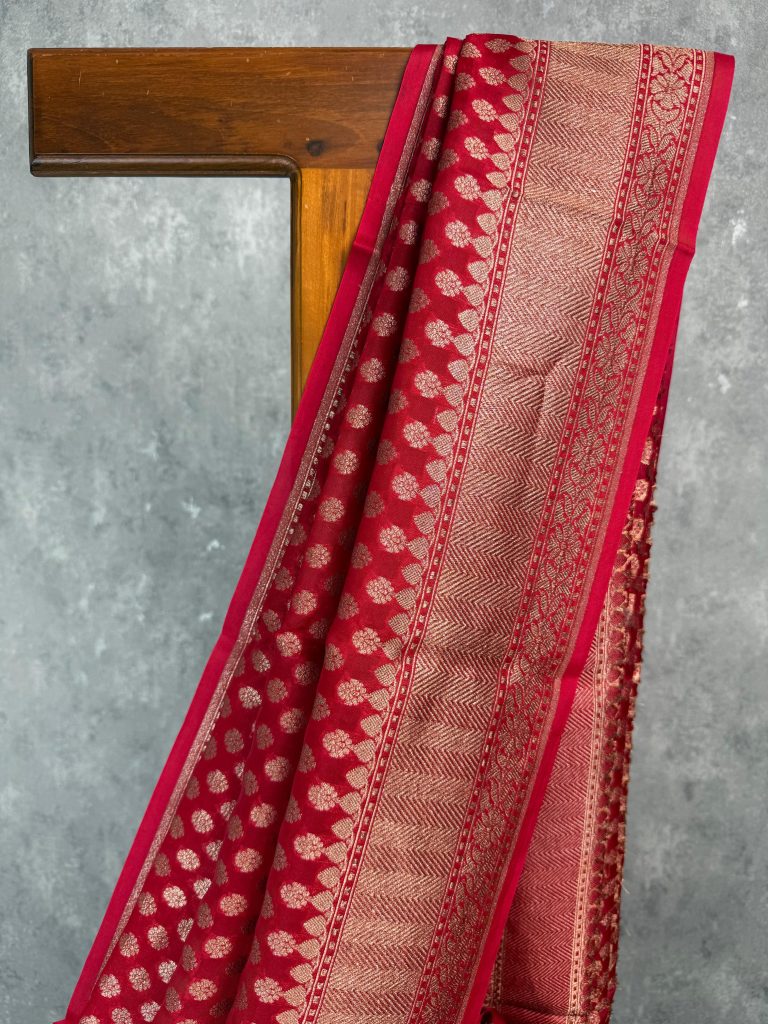KORA WATER ZARI BHUTA BANARASI SAREE - Image 2
