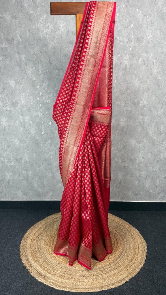 KORA WATER ZARI BHUTA BANARASI SAREE