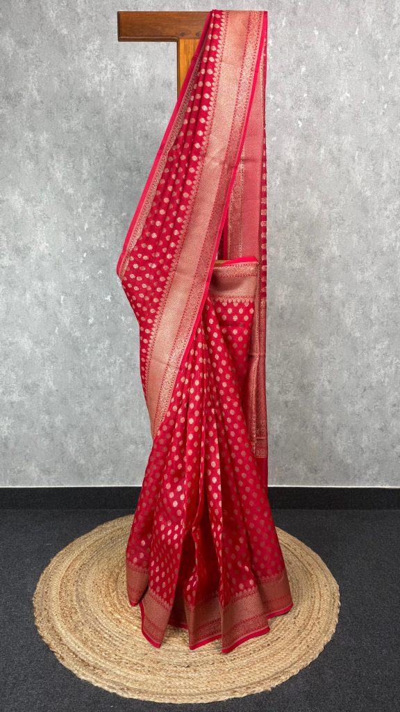 KORA WATER ZARI BHUTA BANARASI SAREE