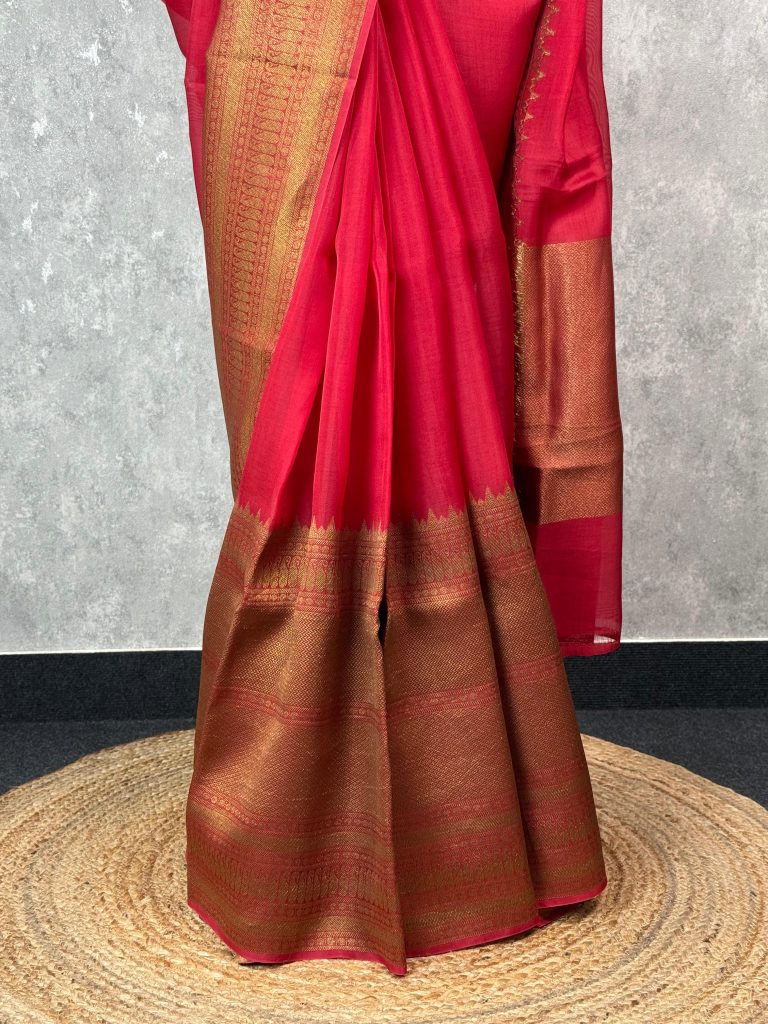 KORA ANTIQUE ZARI BIG BORDER BANARASI SAREE - Image 3