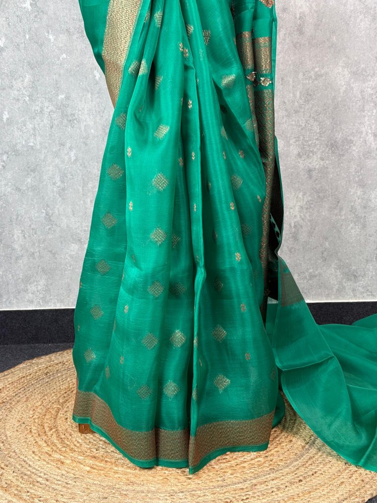 SILK ORGANZA ANTIQUE ZARI BANARASI SAREE - Image 3