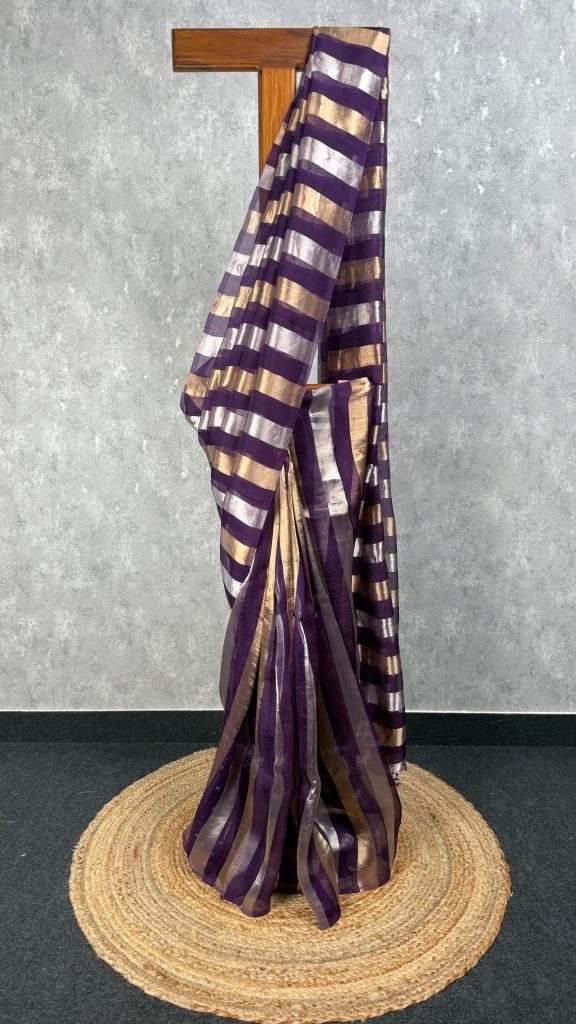 SILK ORGANZA ZARI STRIPES SAREE