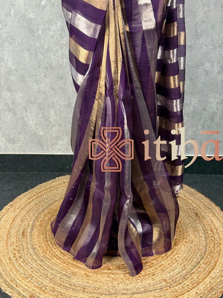 SILK ORGANZA ZARI STRIPES SAREE - Image 3