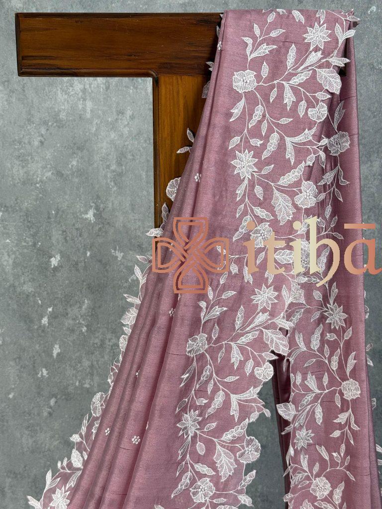 SEMI TUSSAR EMBROIDERY SAREE - Image 2