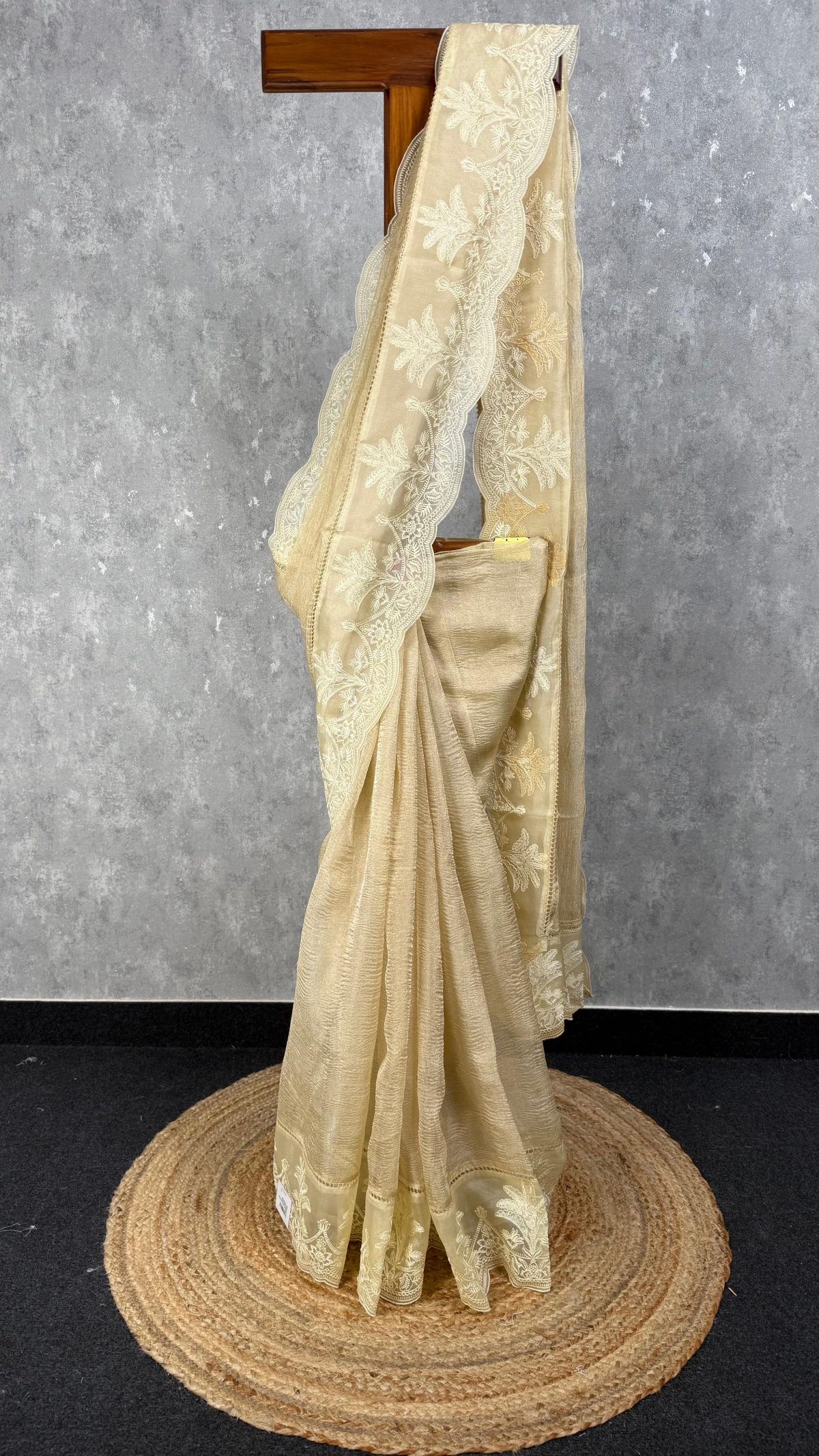 CRUSHED TISSUE SILK EMBROIDERY SAREE