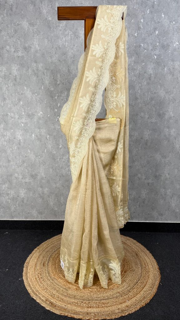 CRUSHED TISSUE SILK EMBROIDERY SAREE