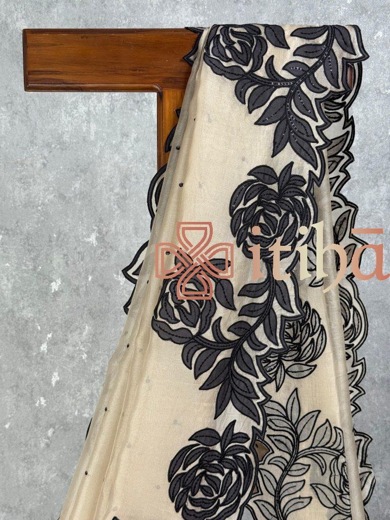SILK ORGANZA EMBROIDERY SAREE - Image 2