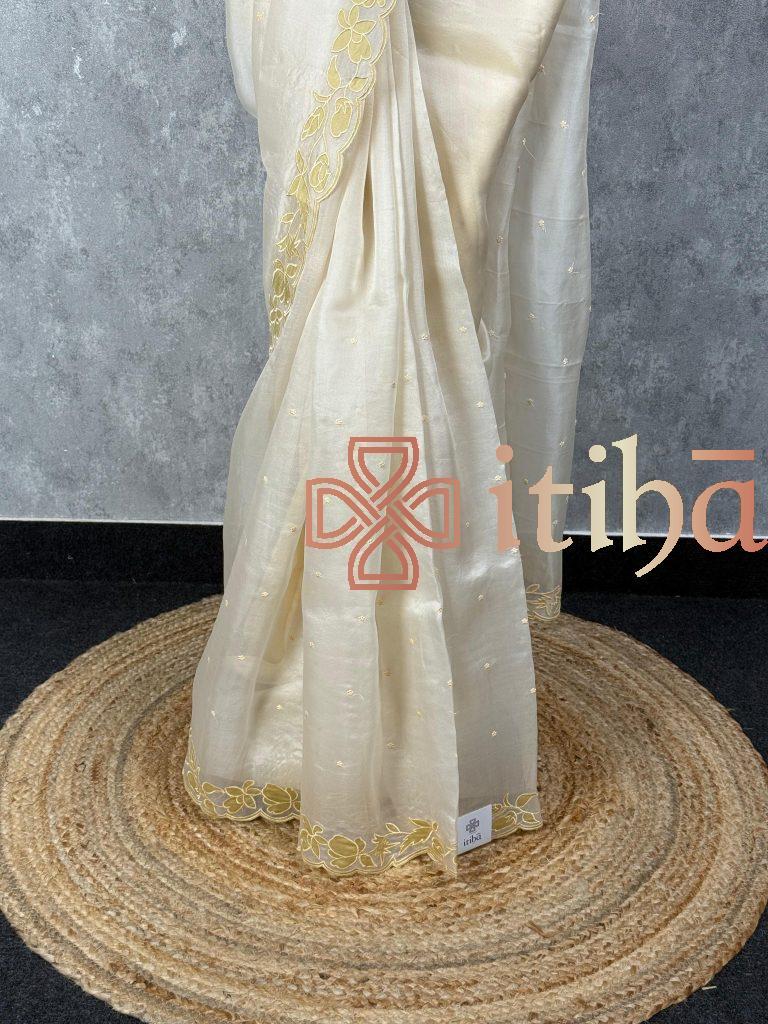 SILK ORGANZA EMBROIDERY SAREE - Image 3