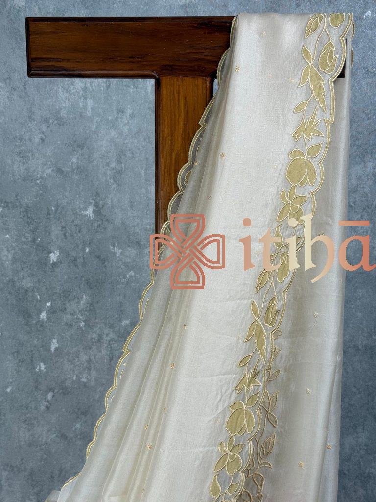 SILK ORGANZA EMBROIDERY SAREE - Image 2