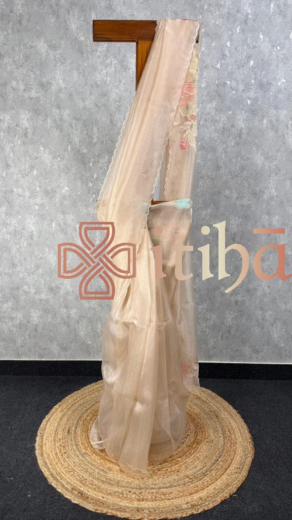 ORGANZA APPLIQUE EMBROIDERY SAREE