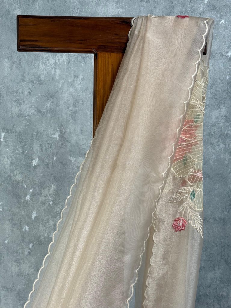 ORGANZA APPLIQUE EMBROIDERY SAREE - Image 2