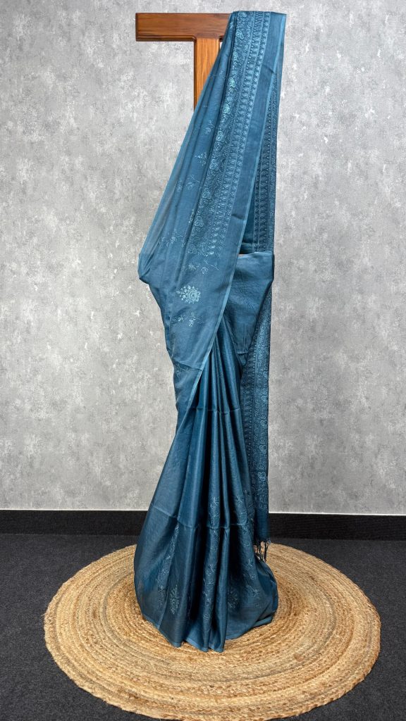 TUSSAR SILK EMBROIDERY SAREE