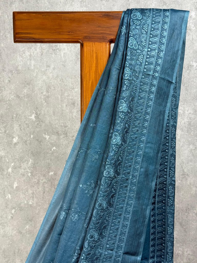 TUSSAR SILK EMBROIDERY SAREE - Image 2