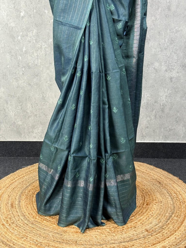 TUSSAR SILK EMBROIDERY SAREE - Image 3