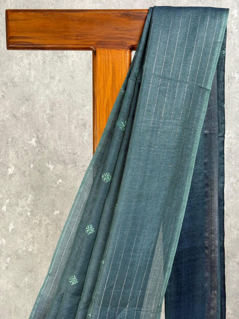 TUSSAR SILK EMBROIDERY SAREE - Image 2