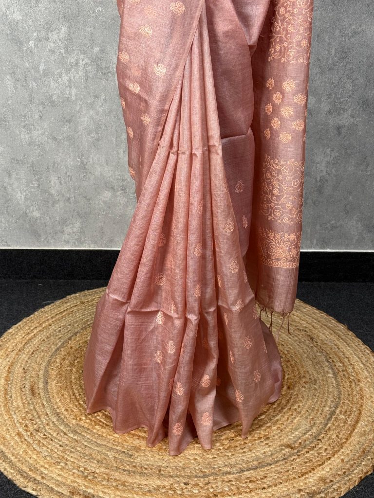 TUSSAR SILK EMBROIDERY SAREE - Image 3