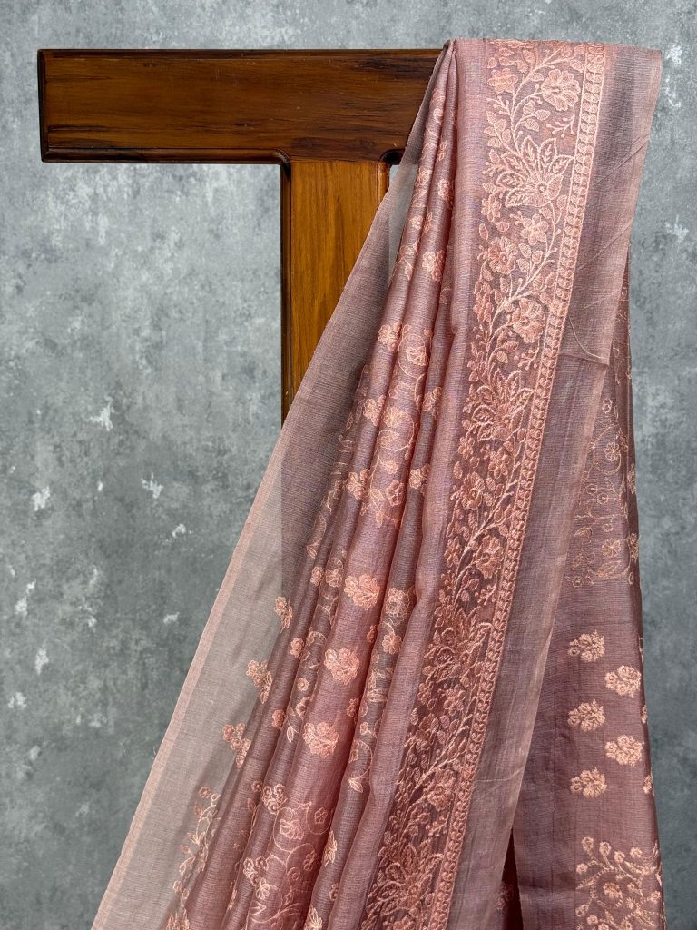 TUSSAR SILK EMBROIDERY SAREE - Image 2