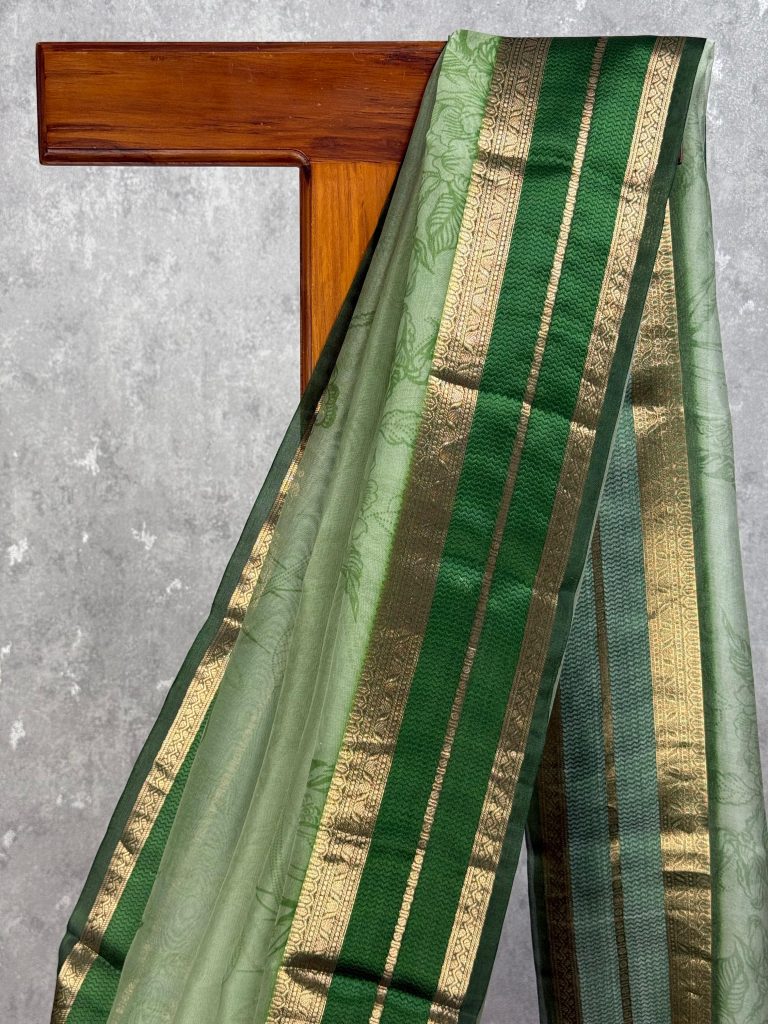 SILK ORGANZA PRINTED SAREE - Image 2