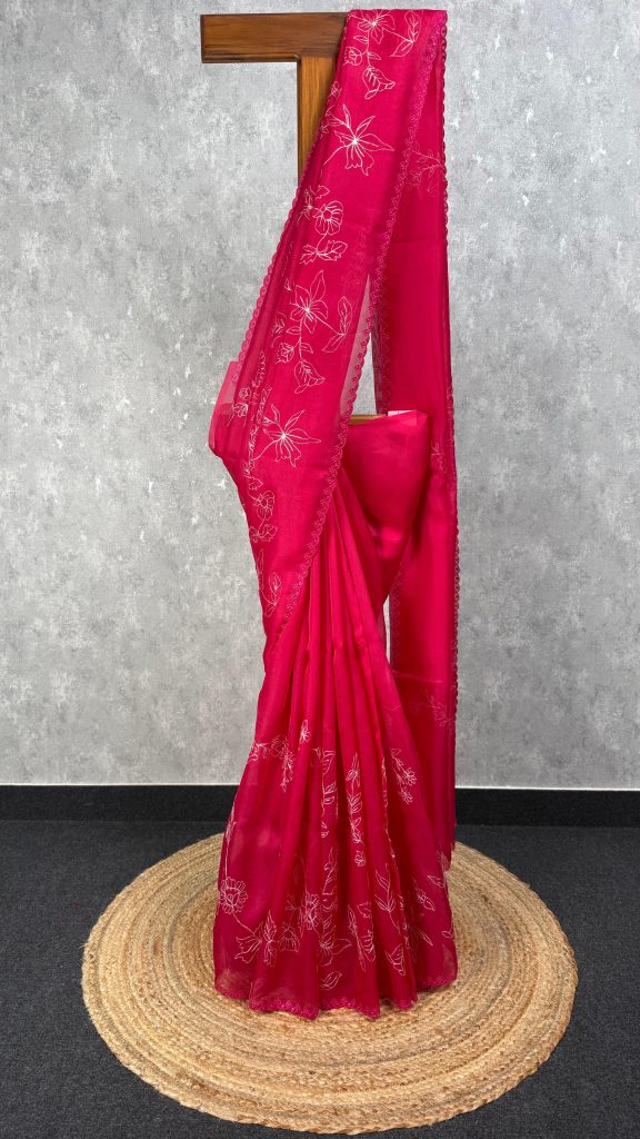 SILK ORGANZA EMBROIDERY SAREE