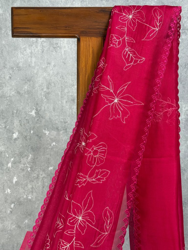 SILK ORGANZA EMBROIDERY SAREE - Image 2