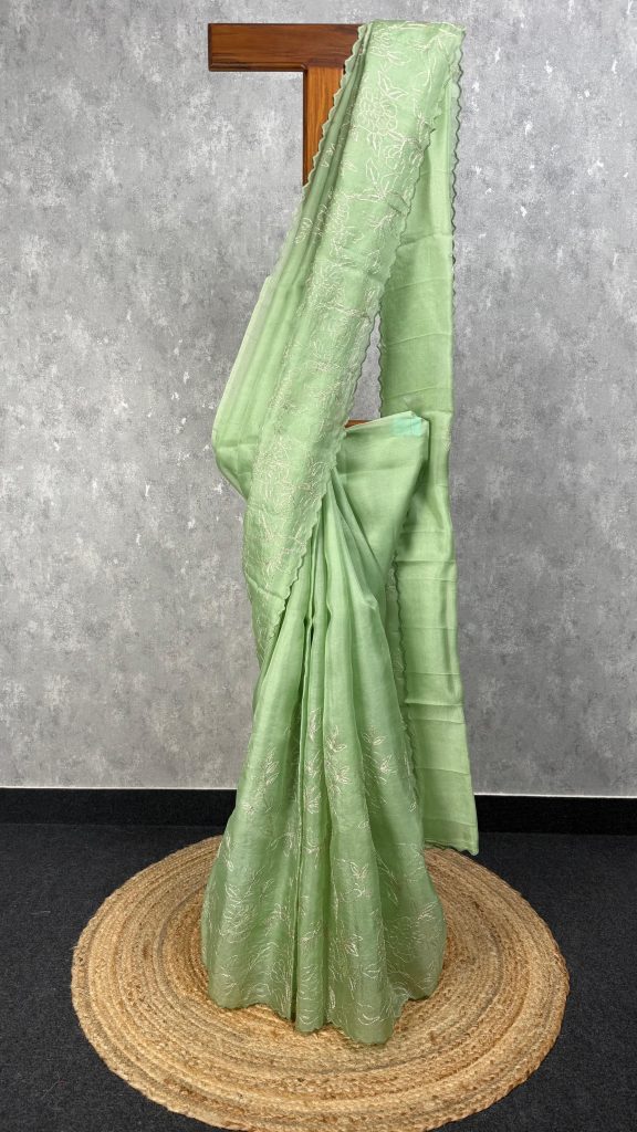 SILK ORGANZA CHORD EMBROIDERY SAREE