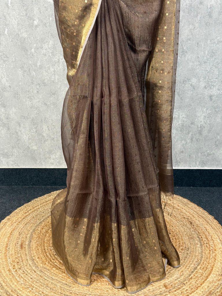 TISSUE KORA MUSLIN SEQUENCE SAREE - Image 3