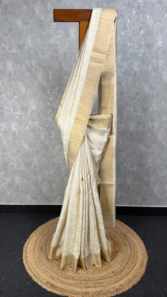 SEMI TUSSAR EMBROIDERY SAREE