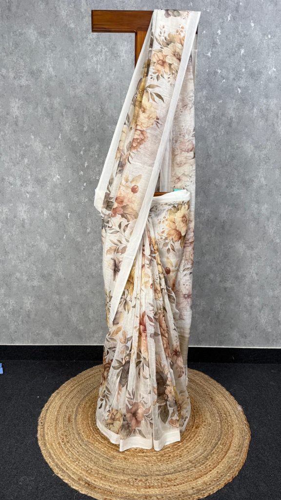 SILK LINEN PRINTED SAREE