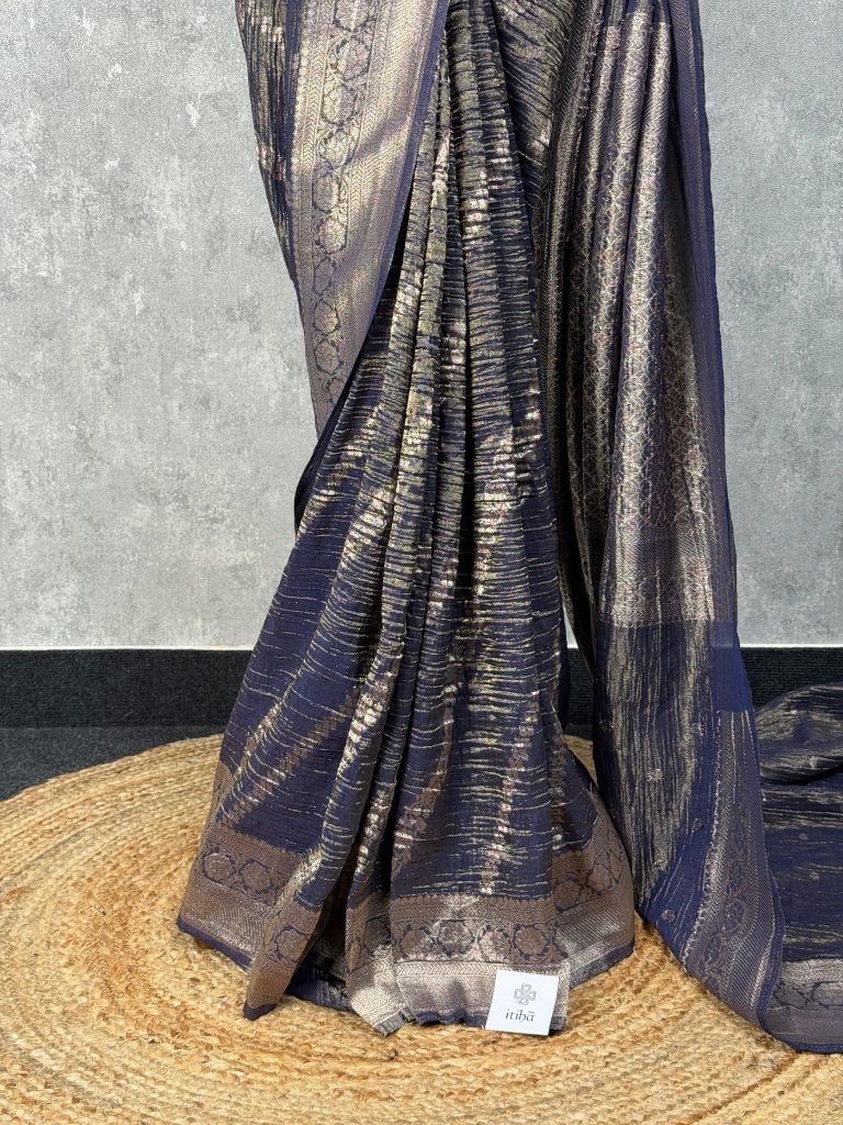 CRUSHED TISSUE SILK BANARASI SAREE - Image 3