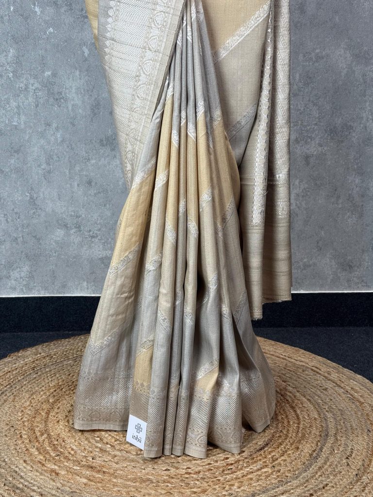 TUSSAR GEORGETTE PASTEL RANGKHART BANARASI SAREE - Image 3