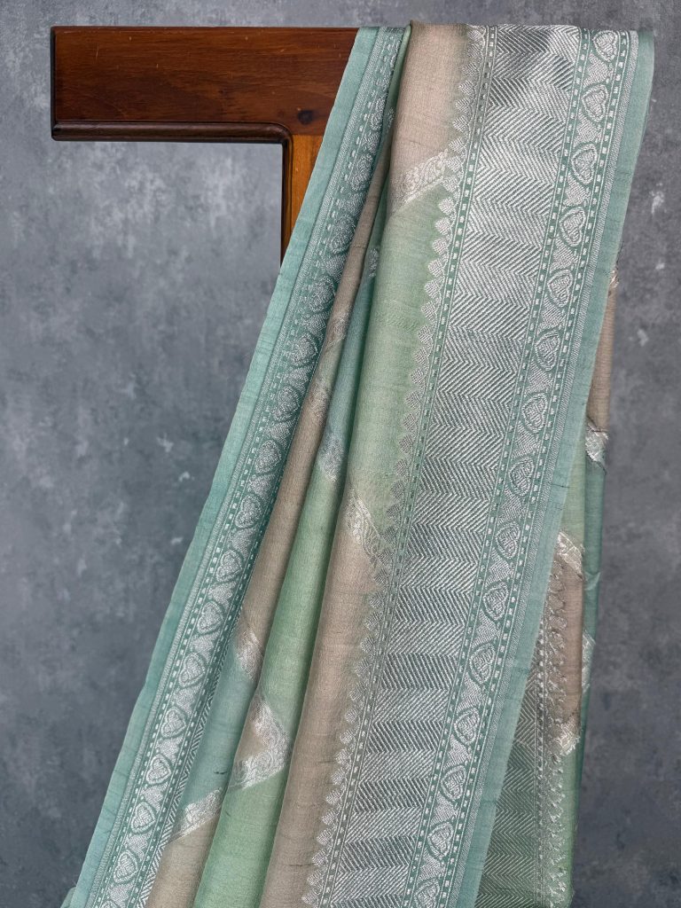 TUSSAR GEORGETTE PASTEL RANGKHART BANARASI SAREE - Image 2