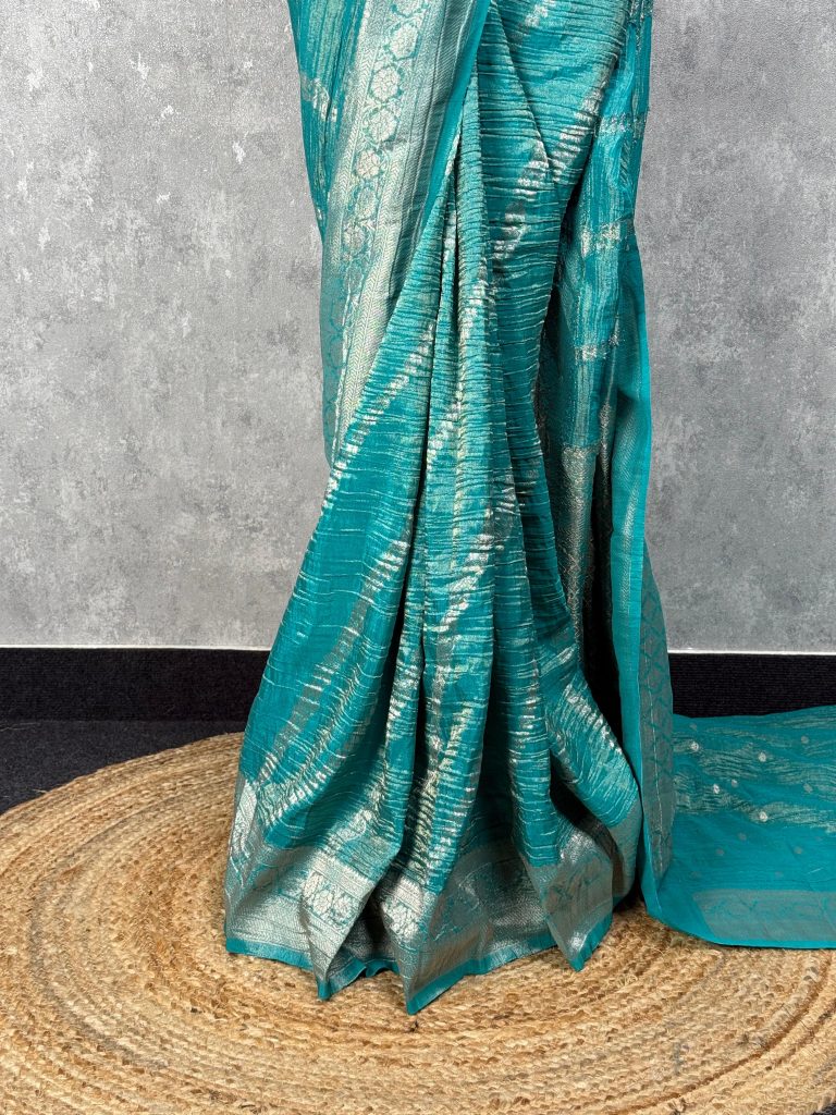 CRUSHED TISSUE SILK BANARASI SAREE - Image 3