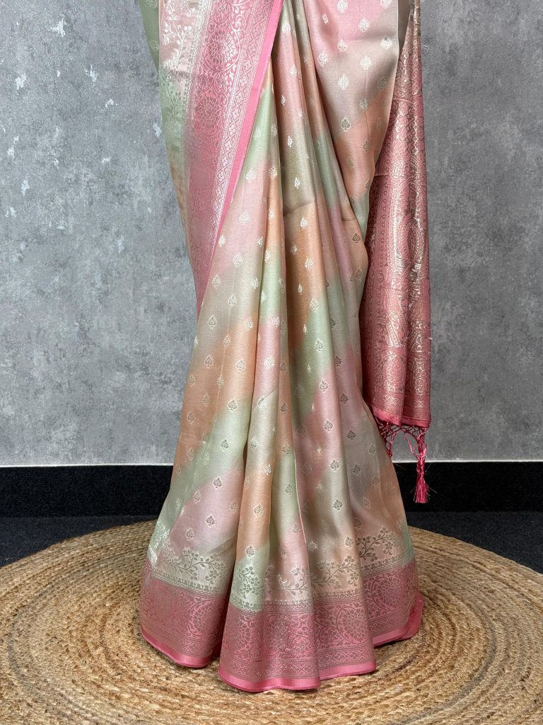 SATIN GEORGETTE BANARASI SAREE - Image 3