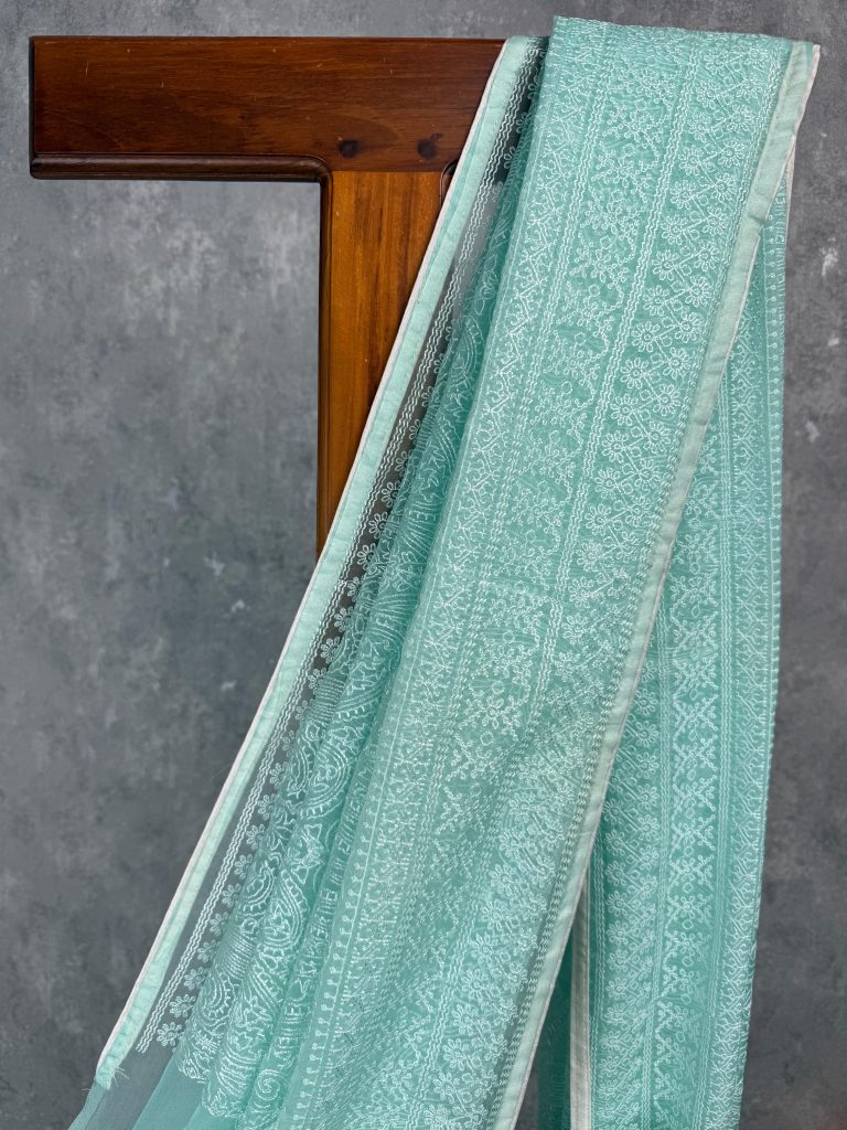 SEMI ORGANZA EMBROIDERY BANARASI SAREE - Image 2