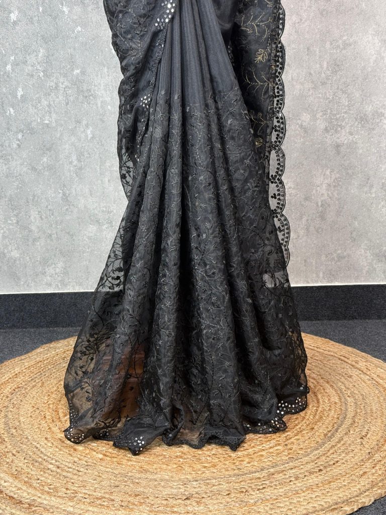 SEMI ORGANZA EMBROIDERY SAREE - Image 3