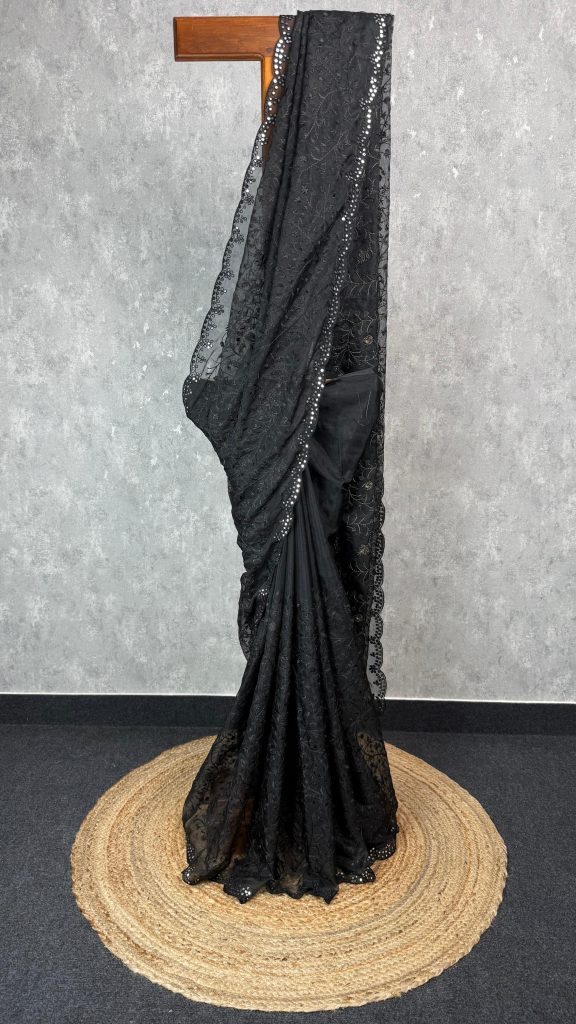 SEMI ORGANZA EMBROIDERY SAREE