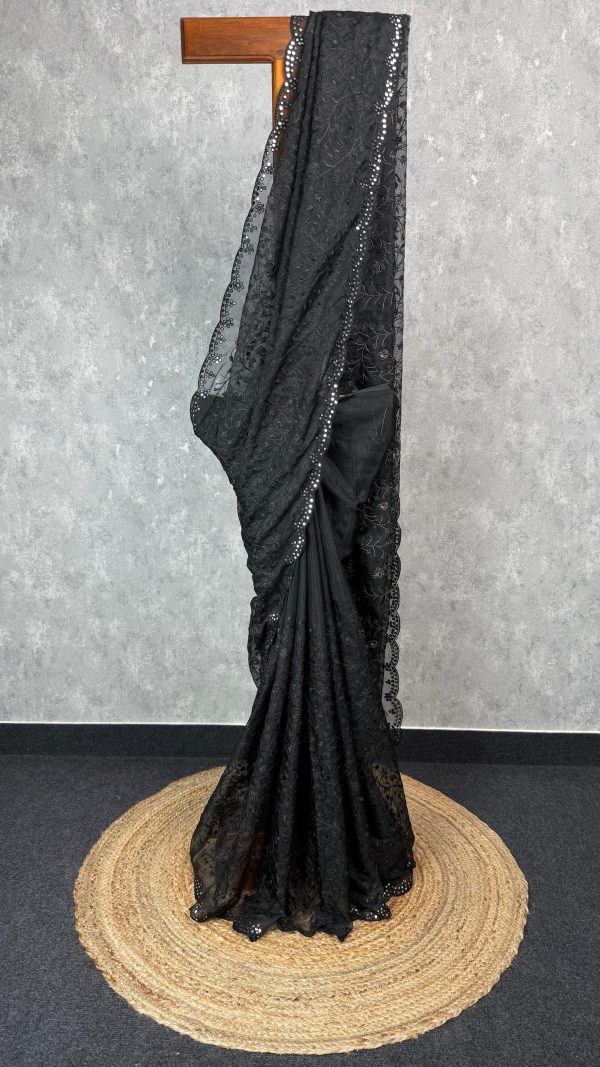 SEMI ORGANZA EMBROIDERY SAREE