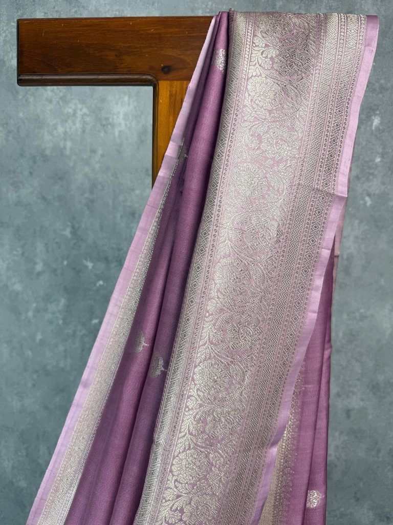 TUSSAR GEORGETTE CONTRAST BANARASI SAREE - Image 2