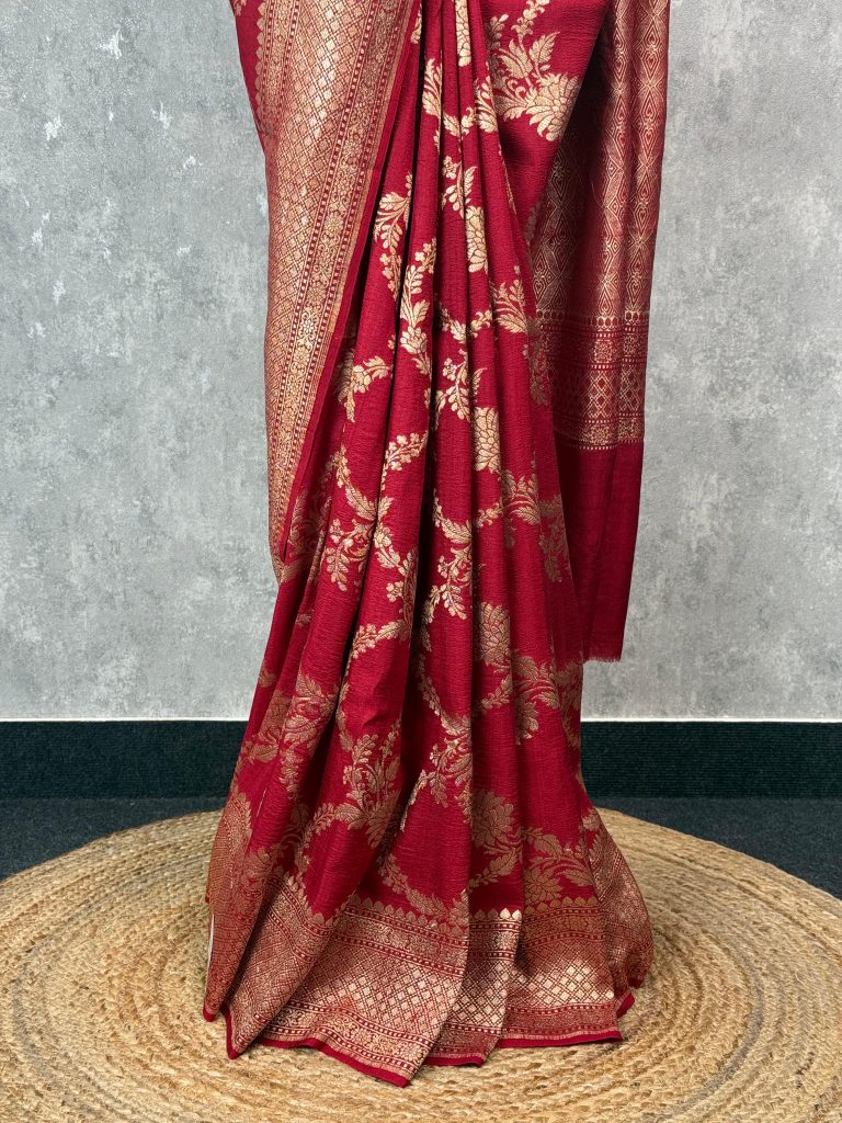 TUSSAR GEORGETTE JAAL WEAVING BANARASI SAREE - Image 3