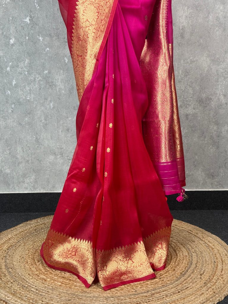 SILK ORGANZA GOLD ZARI BANARASI SAREE - Image 3