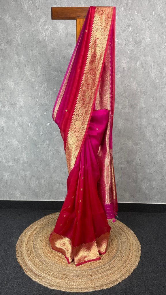 SILK ORGANZA GOLD ZARI BANARASI SAREE